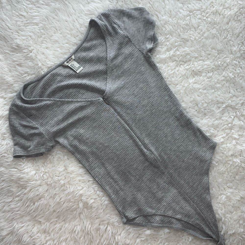 Gray zip-up bodysuit
